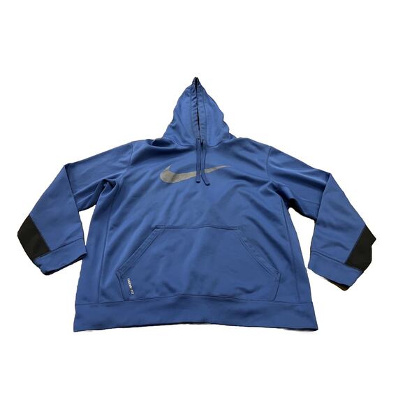 Nike Other - Nike Mens Blue Therma Fit Big Swoosh Pullover Pocket Hoodie Size XL 480085-463